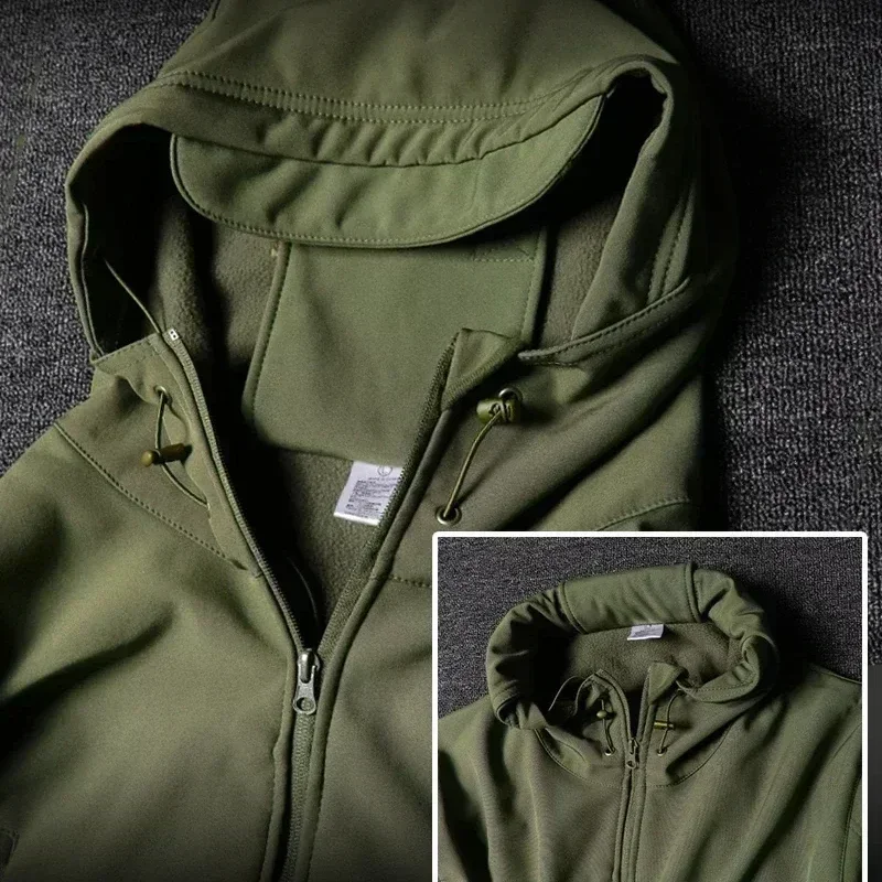 Winter Thick Camo Suit Waterproof Tactical Jackets Training Multi-pocket Hooded Jacket Fleece Pants Men Outdoor Hunting clothes 5