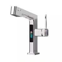 White intelligent digital display multi-function pull-out upflow basin counter basin hot and cold spout single hole faucet 6