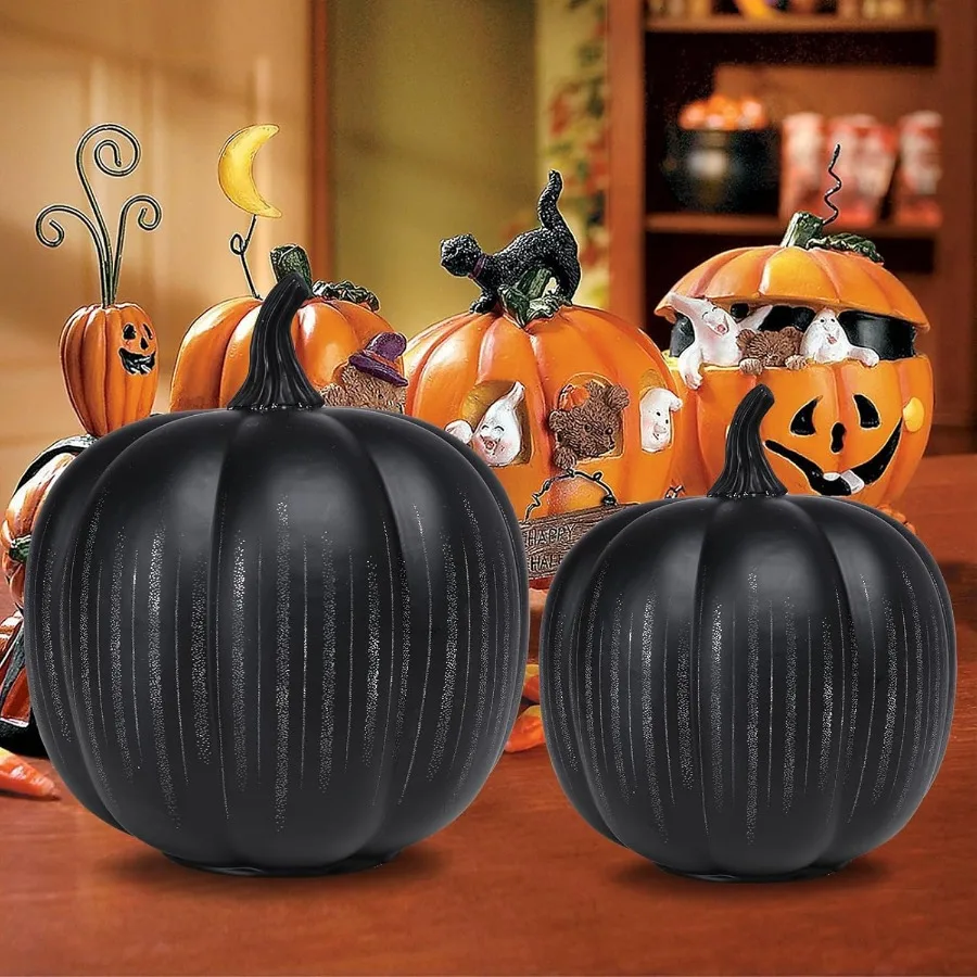 Indoor Halloween Decorations with Illuminated Design for Fall and Thanksgiving Celebrations Stylish Glass Pumpkins with Starry