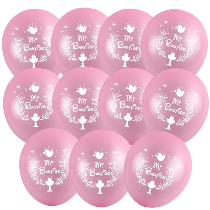 Spanish My Baptism Theme Logo Balloons 50pcs 10 inch Pink Blue