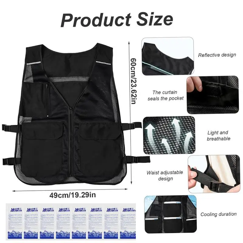 Ice Cooling Vest Ice Pack Cooling Vests For Body AC Vest Summer Adjustable Cold For Men Women Hot Weather