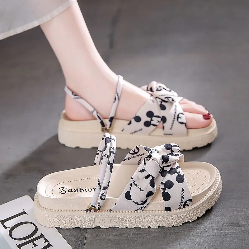 

Sandals for Women Platform Strappy Orthopedic Summer New Comfortable Roman Sandals Woman Butterfly Flat-heeled Shoes Trend 2023