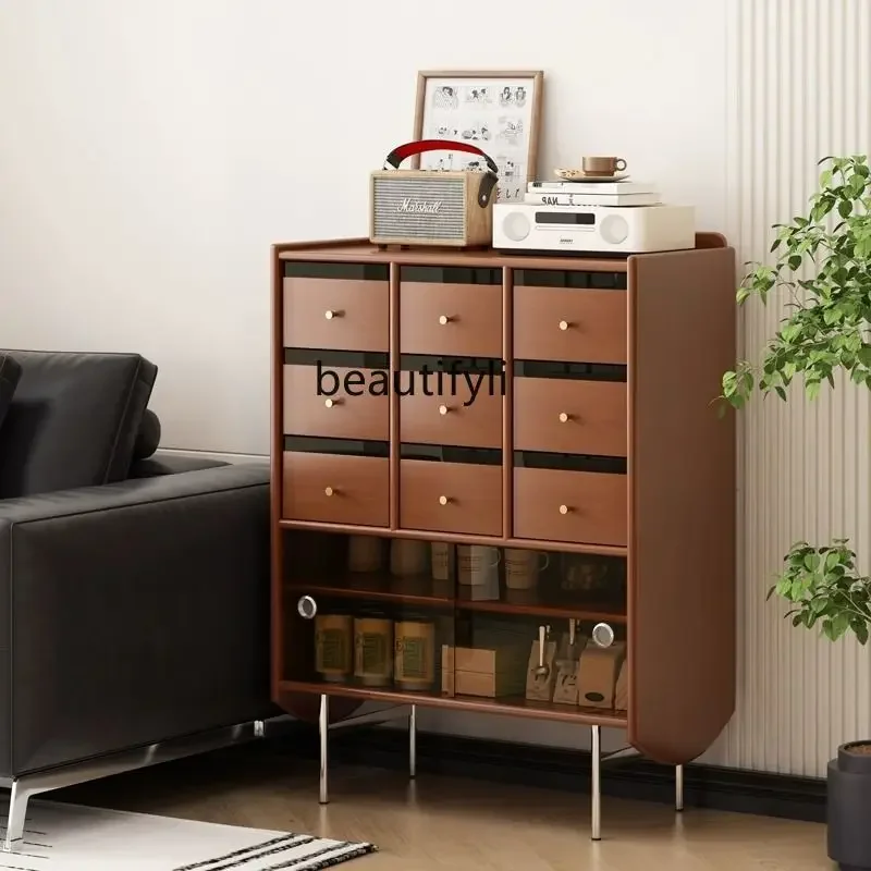 

Nordic Retro Solid Wood Storage Cabinet Sideboard Cabinet Wall Bookcase Bedroom Storage Shelves Locker Living Room