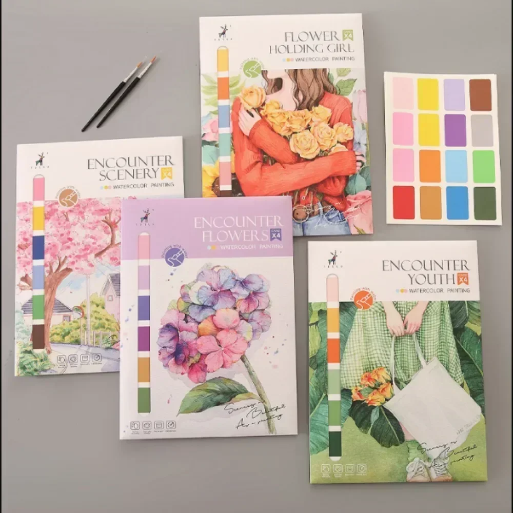 Portable Watercolor Painting Book – 4 Sheets with Brush 1