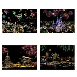 Q0KB Rainbow Sketch Pad DIY Art Craft Landscape Scratch Arm Painting Kits Home Decors