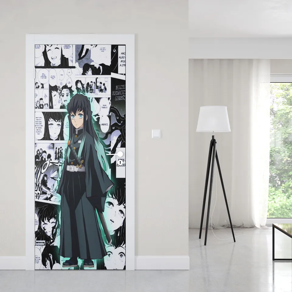Manga Demon Slayer Deursticker Decoratie Muurdeur Behang Kunst Muurstickers  PVC Duer Stickers Anime Poster Koelkast Decor Cadeau - AliExpress, image size:960x960