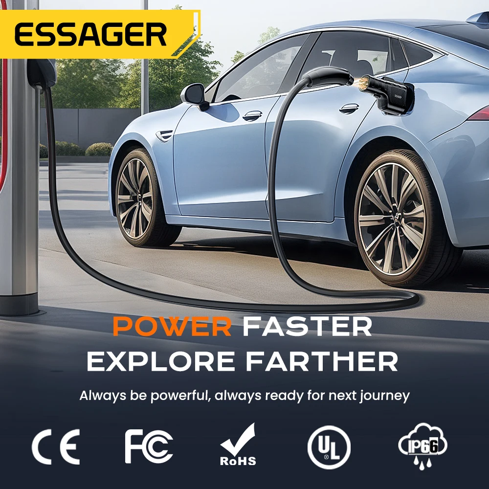 Essager NACS to CCS1 Adapter Fit for Volvo Ford Auto Locking System for Tesla Supercharger Adapter fit for Tesla V1/V2/V3/V4 DC