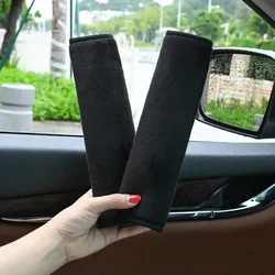 Universal Car Seat Belt Shoulder Protector Pads - Set of 2, Adjustable Safety Strap Covers (Black)