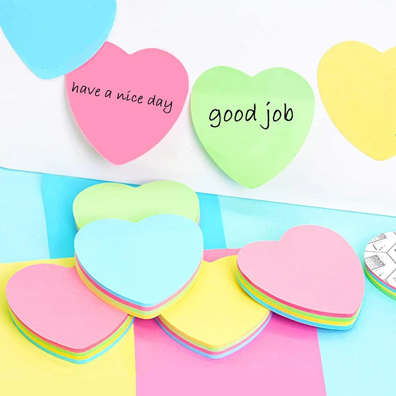 100 sheets Colorful Sticky Notes Self Sticky Post Notes Heart Arrow Creative Notepads Planner Sticker For Office School Supplies 5
