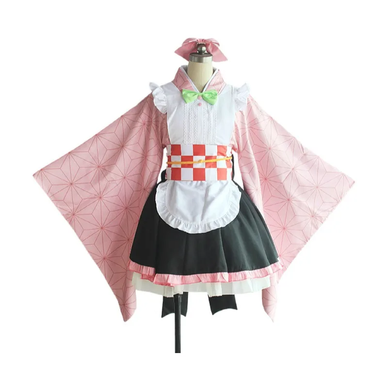 

Ghost Slayer Kamado Tanjirou Kamado Nezuko Cosplay Halloween Novelty Costume 2D Demon Slayer Uniform Women Cosplay Costume Set