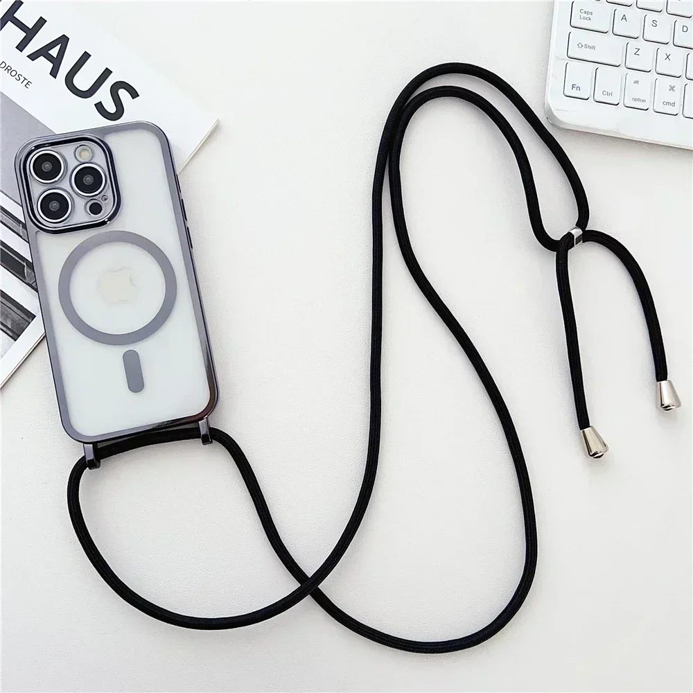 Versatile Clear Phone Case with Magnetic Necklace Cord and Lanyard