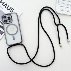 Versatile Clear Phone Case with Magnetic Necklace Cord and Lanyard - iPhone 18 Pro Max (Black)