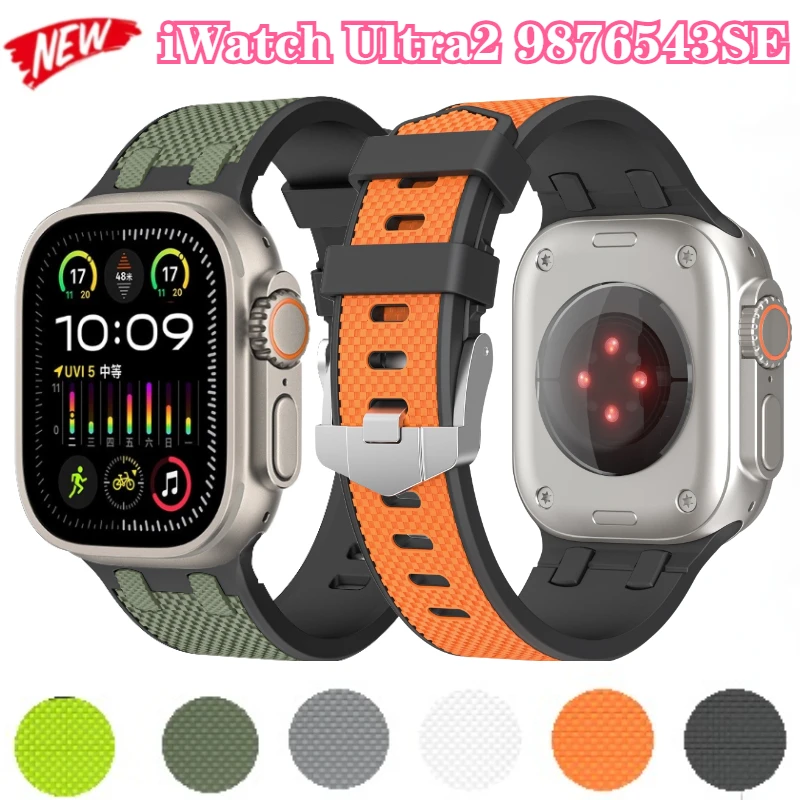 

Silicone Strap for Apple Watch Band Ultra 2 9 8 7 49mm 45mm Sports Bracelet IWatch Series 6 5 4 3 SE 44mm 42mm Correa Wristband