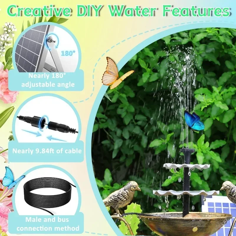 Triple split solar fountain direct drive water pump for garden courtyard outdoor decoration bird bath solar fountain pumps solar fountain solar fountain pump water fountain solar water pump