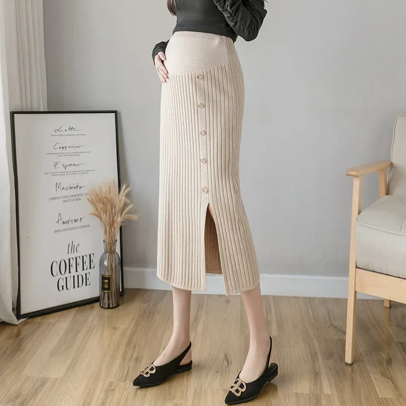 Maternity Knitted Wrap around Belly Skirt Fashionable Slimming Half-length Spring Autumn Winter Period Women's Clothing