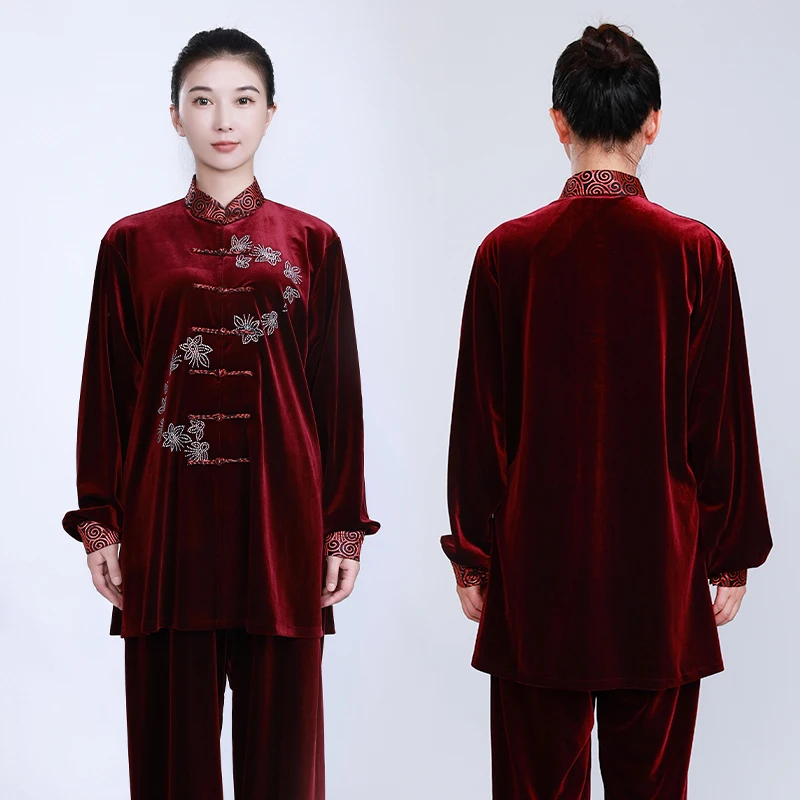 

Костюм Tai Ji, новинка 2023, Женская осенне-зимняя высококлассная одежда для упражнений Tai Chi, утепленная плотная униформа из плюша для горячего сверления