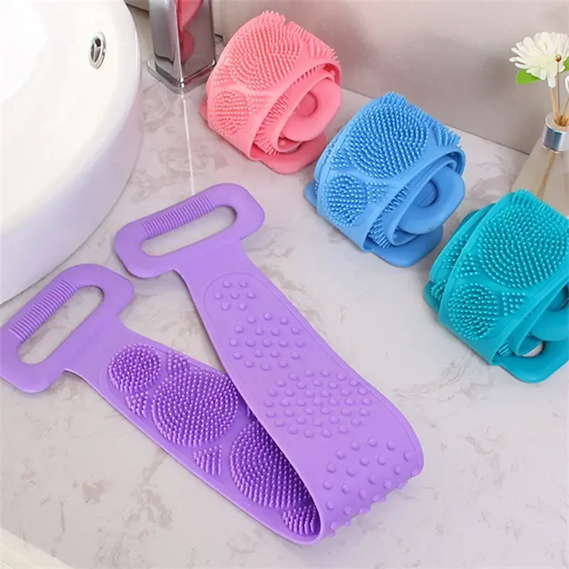 Silicone Body Scrubber  Massage Brush - Bath Towel Shower Belt for Skin Exfoliation