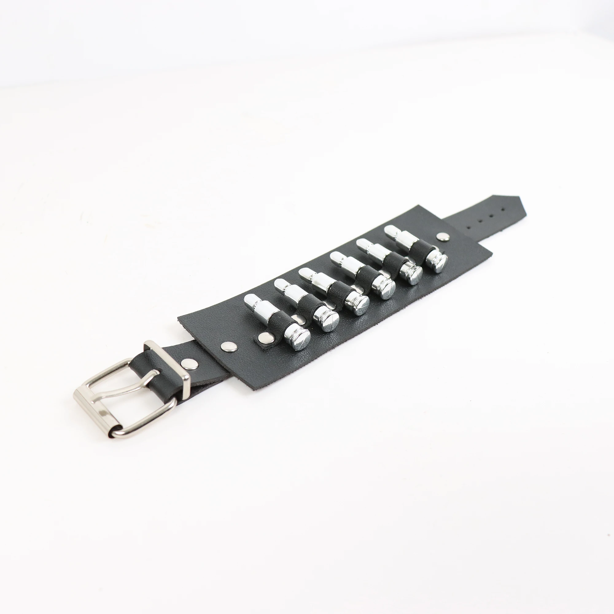 Mens Gothic Bullet Bracelet Punk Hip Hop Bracelet PU Leather Wristband Hand Suitable For Party Role Play