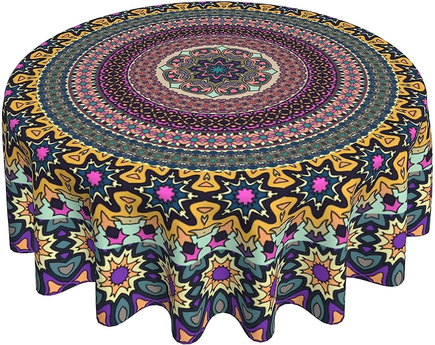 

Bohemian Round Tablecloth 60 Inch Mandala Retro Boho Table Cloths for Kitchen Table Dining Room Party Modern Mexican Tablecloths