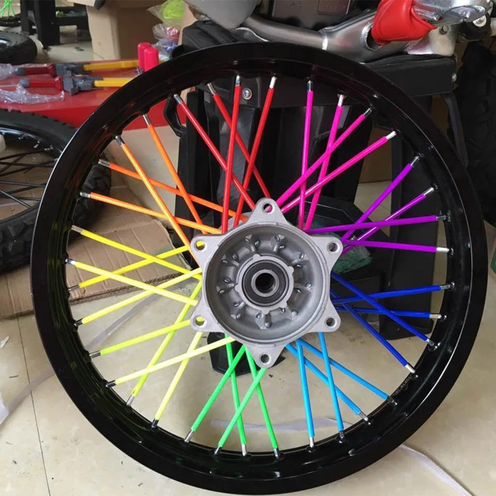 Bike Motorcycle Wheel Spoked Protector Skin Covers Pipe 36Pcs For Motocross Bicycle Bike Cool Accessories 9 Colors 17CM bike accessories bicycle wheel protector wraps