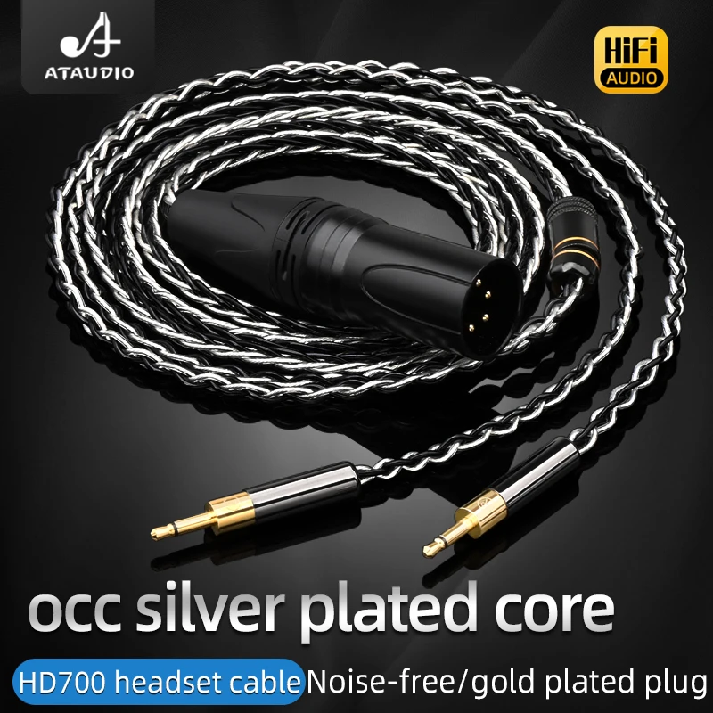 

ATAUDIO HiFi наушники кабель 8 Share OCC посеребренный Core HD700 гарнитура 4-контактный для HD700 усилителя