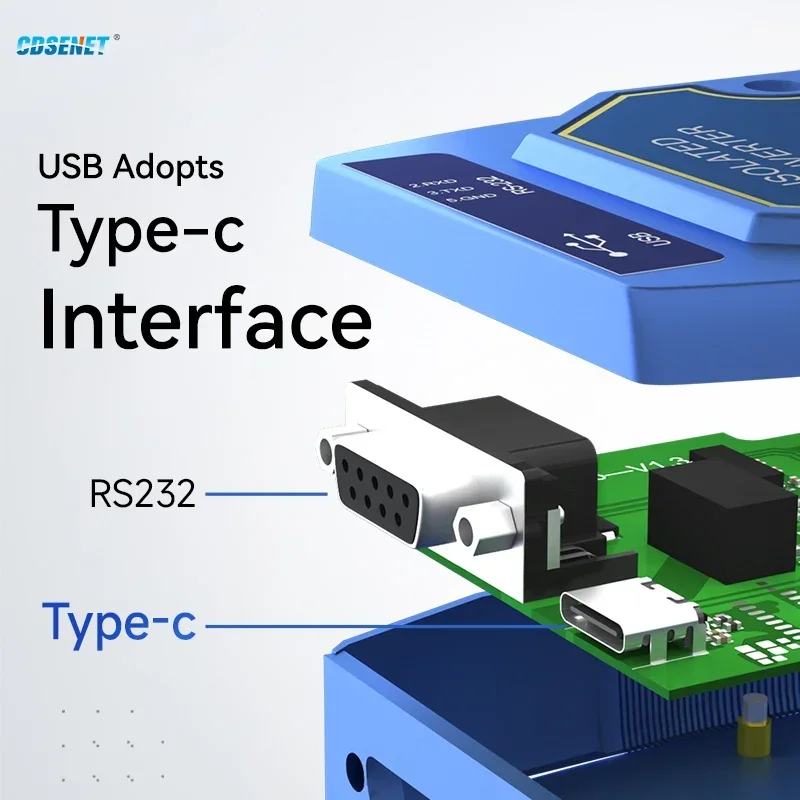 USB To RS485 RS422 RS232 TTL 산업용 변환기 CDSENET E810-U 시리즈 FT232 3.3/5V 전원 신호 절연 유형-C