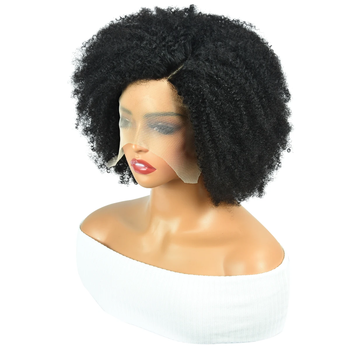 14" 180% Afro Kinky Curly Human Hair Wigs Kinky Curly Lace Closure Wigs Brazilian Remy T Lace Front Wigs Transparent HairUGo_voghion.com
