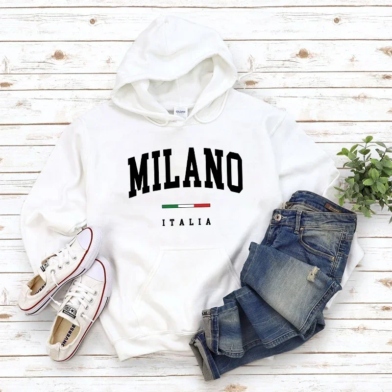 

Men's MILANO Letters Print Designer Hoodies Luxury Hooded Sweatshirts Autumn Winter Warm Clothing for Male Casual Streetwear