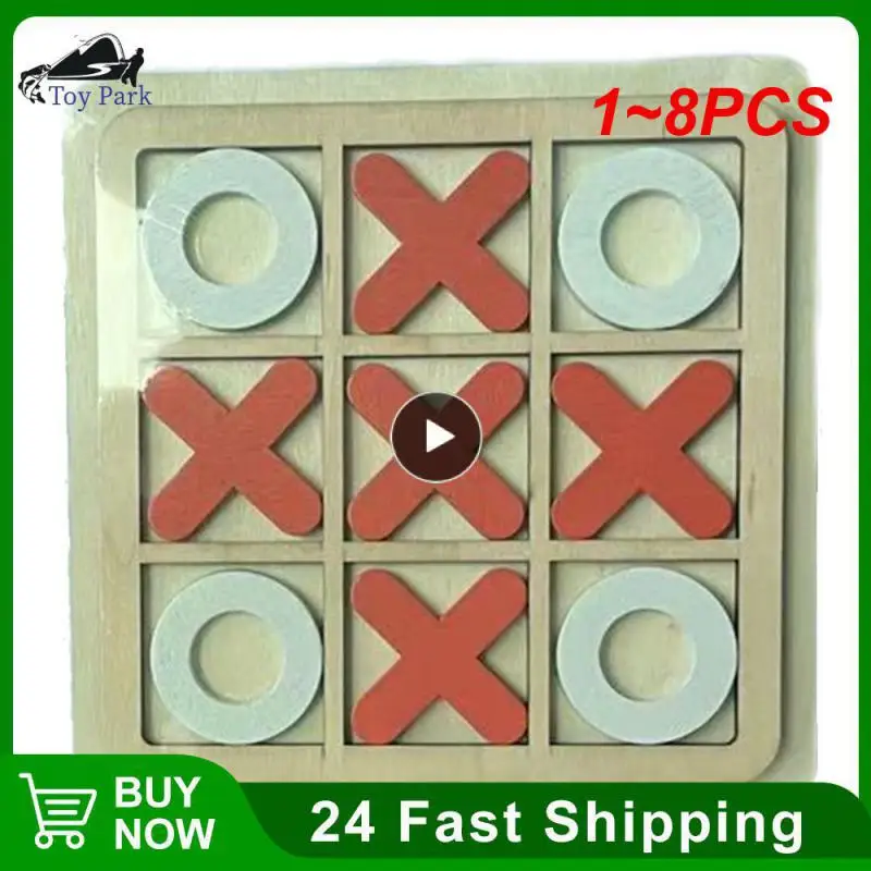 

1~8PCS Wooden Tic TAC Toe Board Game Leisure Intelligent Family Games Funny Table Game Parent-Child Xoxo Chess Ox Chess