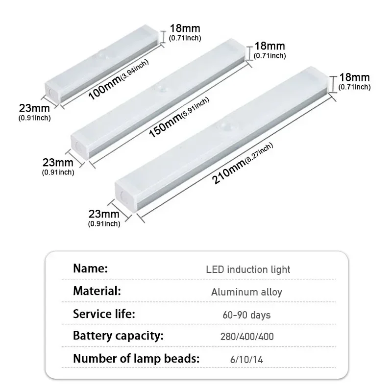 Rechargeable LED Car Lights Wireless Magnetic Mount Auto Motion Induction Ambient Lighting for Auto Hood USB Portable