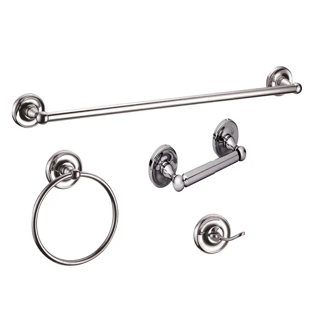 

Martin 4-Piece Bathroom Hardware Accessory Kit Polished Chrome Durable Zinc for Long-lasting Reliability Bathroom Accessories