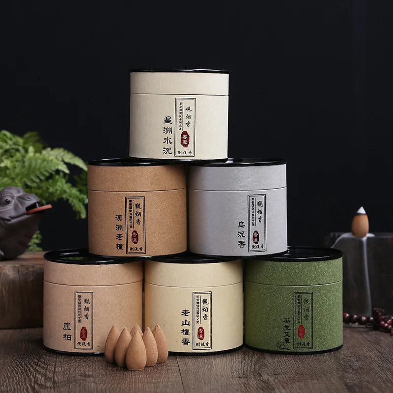 

Approx 45pc/Box Sandalwood Backflow Incense Cones Natural Smoke Cone Backflow Incense Hollow Cones Handmade Tibetan Aromatherapy