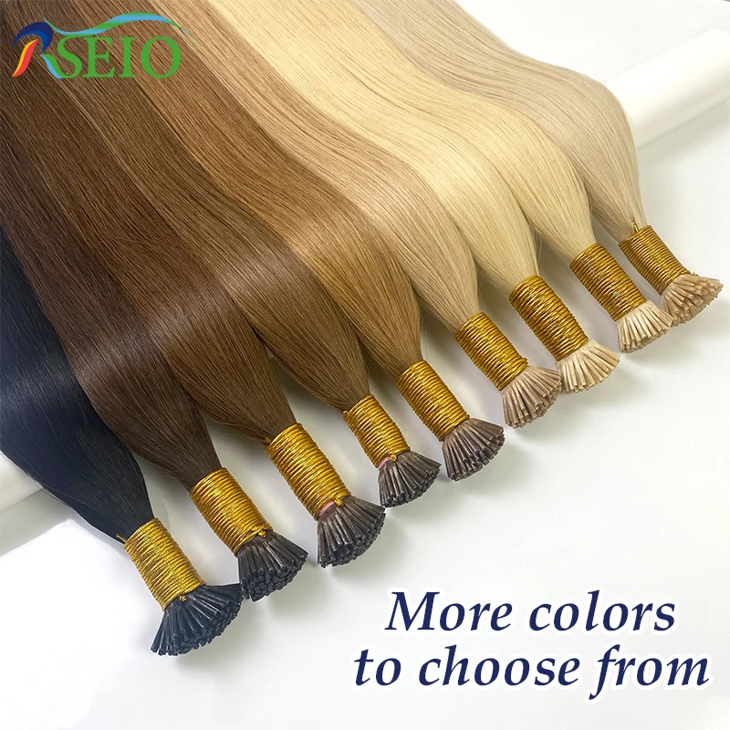 RESIO Straight I Tip Hair Extensions Natural Real Human Fusion Hair Extensions Keratin Capsule Thick End