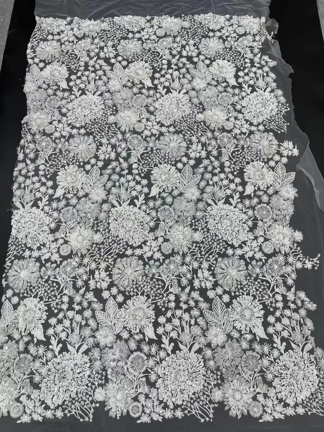 Description Picture 4 of itemAfrica Modern Embroidered Mesh Fabric new light luxury Senior Heavy industry embroidery Multi Colo Sequin Evening Dress Fabric