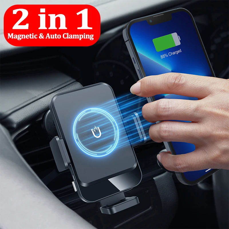 15w 2 In 1 & Autoclamping Car Wireless Charger Fast Charging