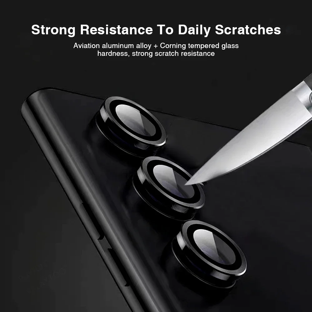 Galaxy Phone Case with Metal Ring and Camera Protectors – Rear HD Lens Glass Accessories