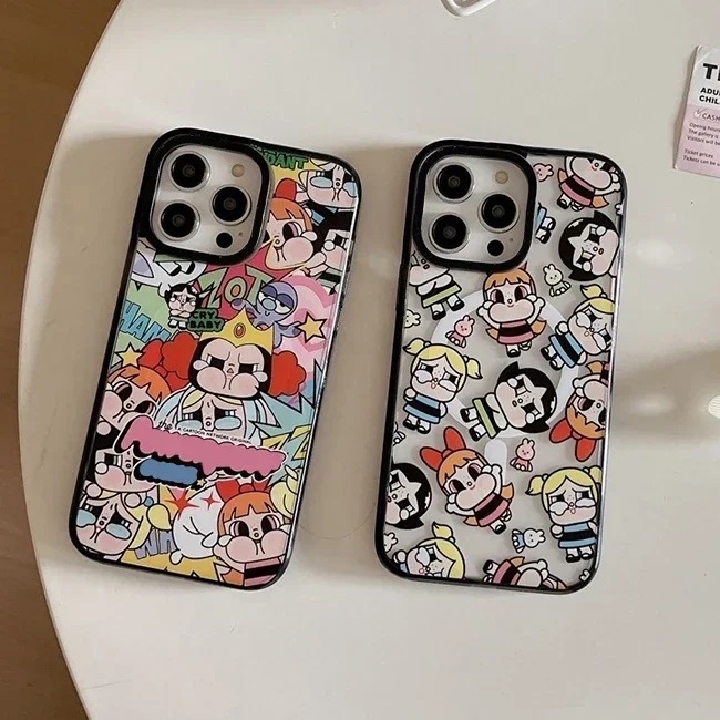 

Cartoon Lovely Girl Black Border Acrylic Phone Case Cover for IPhone 11 12 13 14 15 Pro Max Case for IPhone 15 Pro Max