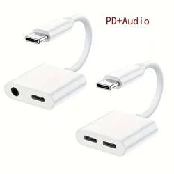 Universal 2 - in - 1 USB - C Audio & Charging Adapter (C to C - C to 3.5mm)