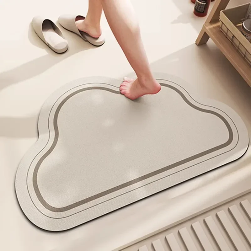 French Shaped Cloud Carpet, Bathroom Floor Mat, Bathroom Soft Cushion, Technology Cloth Absorbent Foot Mat, Toilet Door Mat