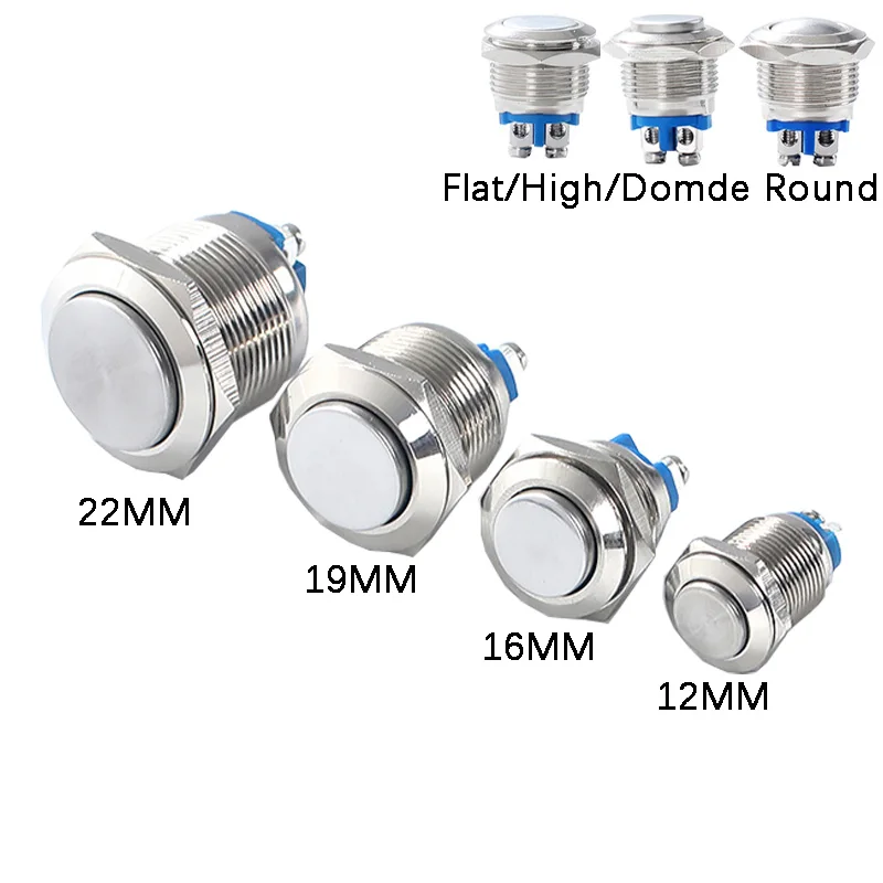 Description Picture 4 of item12mm 16mm 19mm 22mm Panel Hole Metal Push Button Switch Power Flat/High/Ball Head Momentary/Locking Screw Pin NO/NC Car Doorbell