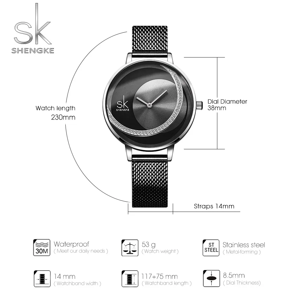 Shengke SK Fashion Top Luxury Brand Women Quartz Wristwatches Creative Design Thin Ladies Wrist Watch For Female Montre Femme 6