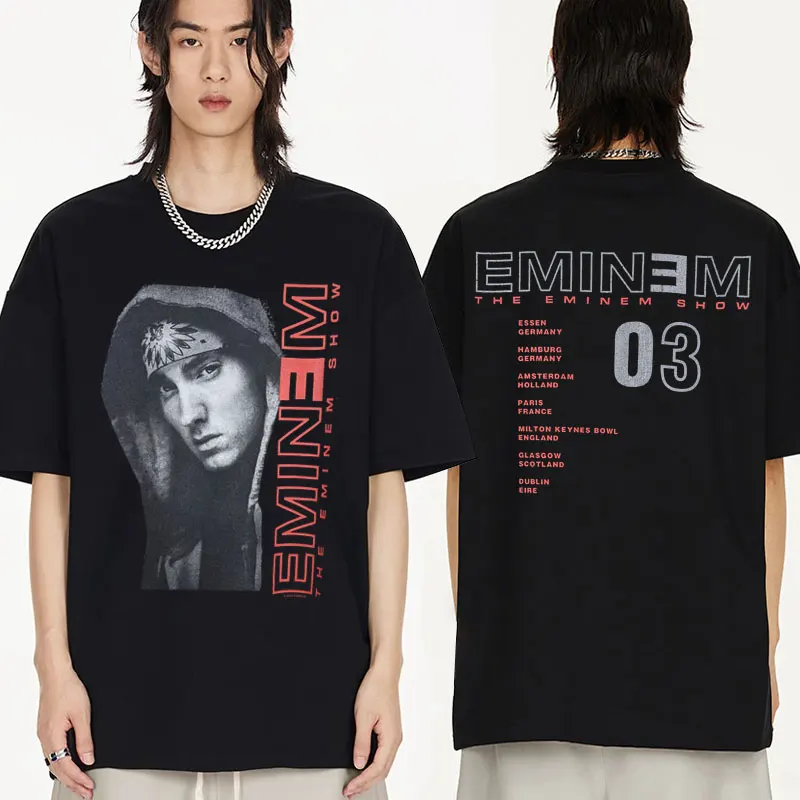 

Vintage 2000s Eminem T-Shirt Rapper Eminem Show European Tour Hip Hop Merch Tee Size XS-XXXL Oversized Streetwear Cotton T Shirt