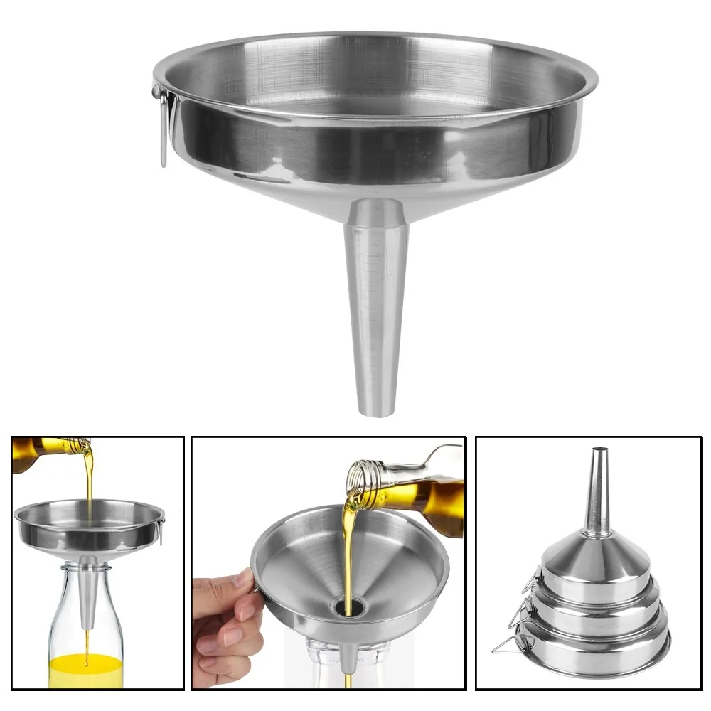 Wide Mouth Funnel Metal Cooking Oil Funnel For Kitchen Bar Beer Oil Pot Transfer