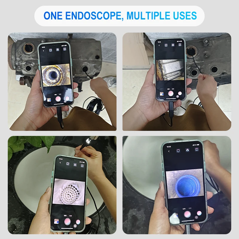 TYPE-C Endoscope Camera HD1080P 8MM/5.5MM Lens 2IN1 Pipe Inspection Borescope Camera Waterproof LED for IPhone Android Phones 2