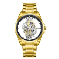 UTHAI Men's Luxury Sports Luminous Waterproof Quartz Watch (Gold)