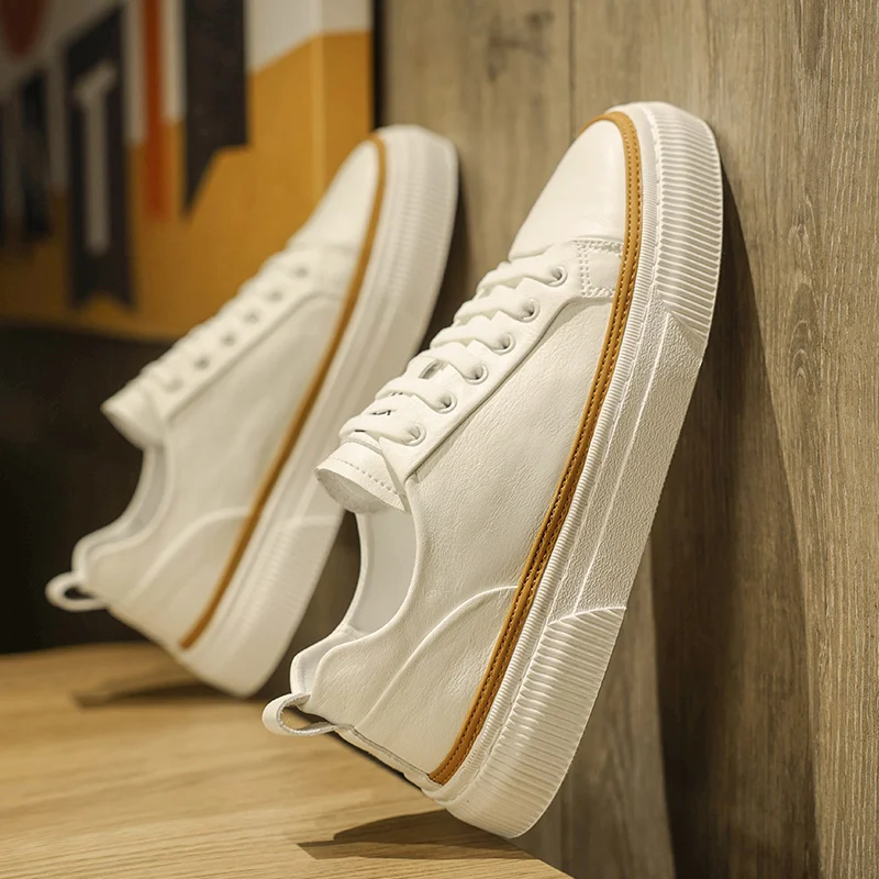 

2023 New Trend Casual Footwear For Men Fashion Leather Shoes Mens Hidden Heel Casual Sneakers Man Popular Walking Men Footwear