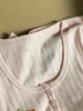 Hollow Out Pink Long Sleeve T-Shirt Summer Round Neck Buttons Cotton Slim Sexy Top for Woman Vintage Sweet Cute y2k Tops Chic 5