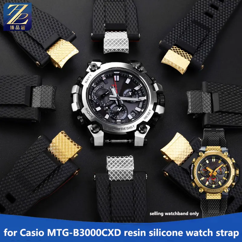 Cinturino Per Orologio Da Uomo Di Alta Qualità Per Orologio E Accessori In Silicone In Resina A Sgancio Rapido Casio Mtg-B3000Cxd Gold Dragon Black Go