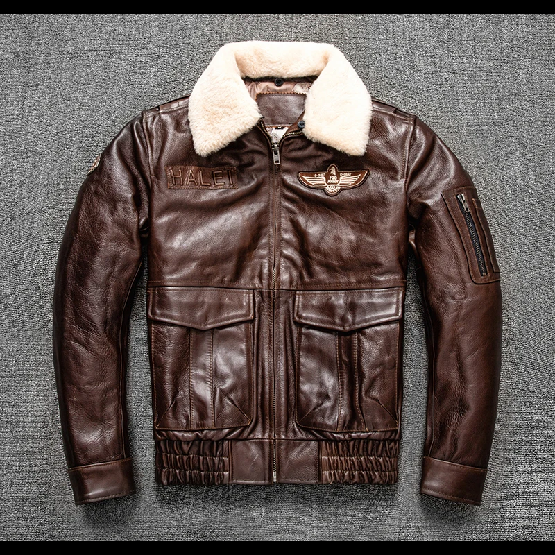 Description Picture 4 of itemTcyeek Men's Genuine Leather Jackets Short Slim Cow Leather Coat Male Clothing Autumn Winter Cotton Coats Chaquetas Hombre LM573