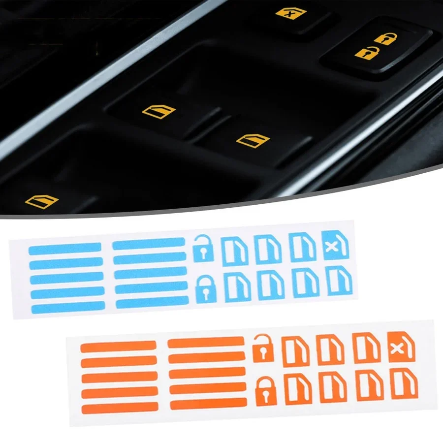 

Car Window Button Luminous Sticker Lifter Switch Night Fluorescent Decals Car Interior Stickers Decals Auto Accessories